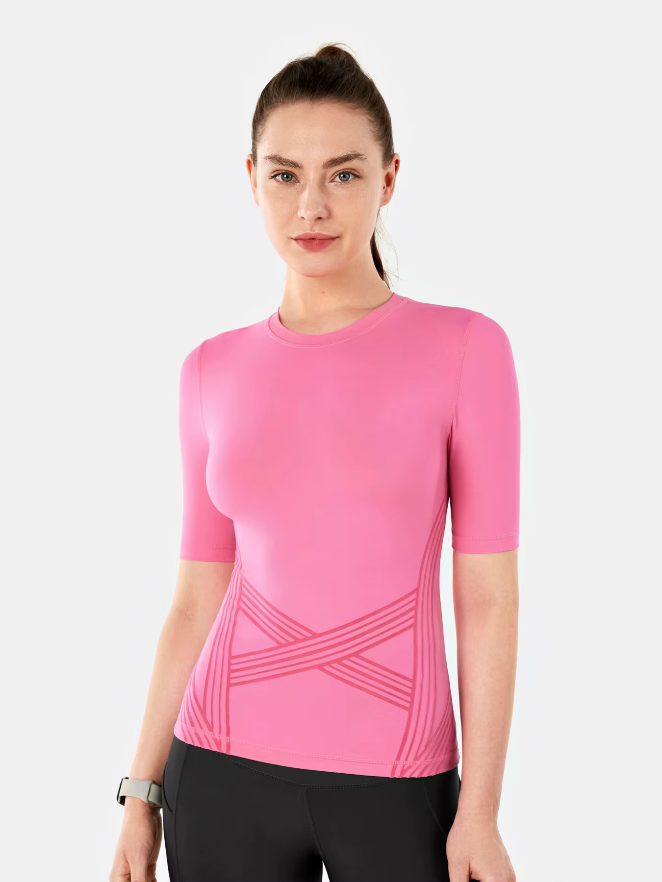 T-shirt respirant à manches courtes pour yoga et fitness