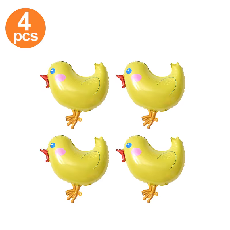 4 petits ballons en forme de poulet jaune, ballons de fête, ballons d'anniversaire, décorations de f