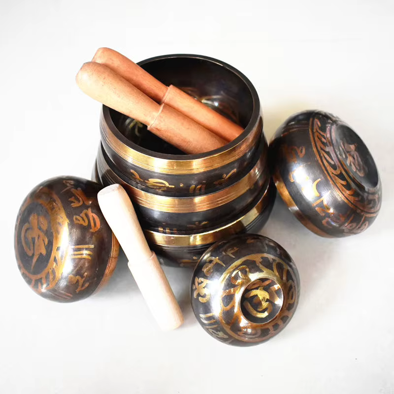 Instruments de musique de méditation de guérison de Yoga, bols chantants Mantras en laiton tibétain,