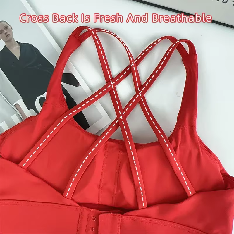 Hauts de Fitness mode dos croisé femmes Sport soutien-gorge antichoc réglable boucle Sport soutien-g