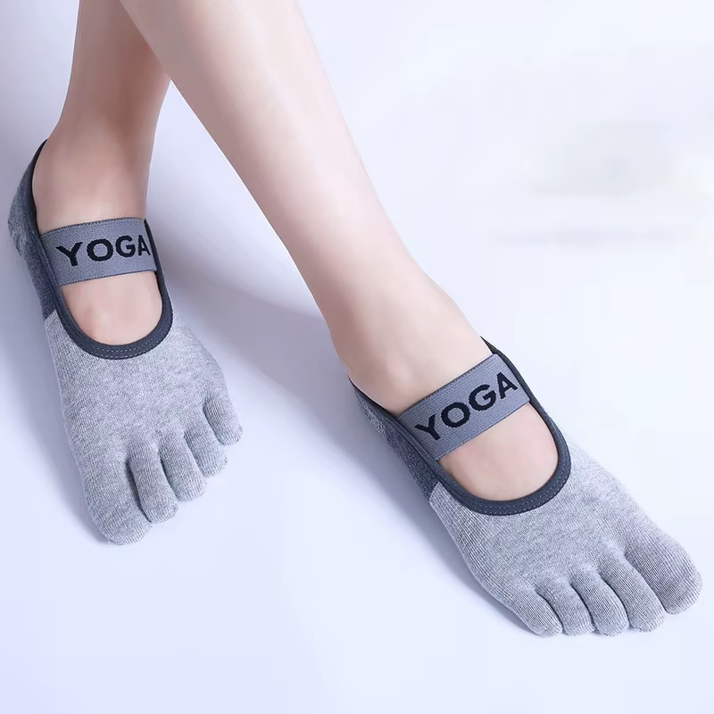 Chaussettes de yoga et de Pilates pour femmes, chaussettes antidérapantes en silicone, chaussettes d
