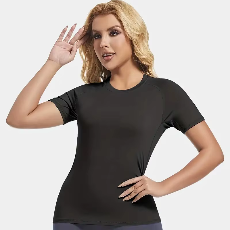 Chemise de Compression à imprimé graphique pour femmes, été, athlétique, manches courtes, baselayers