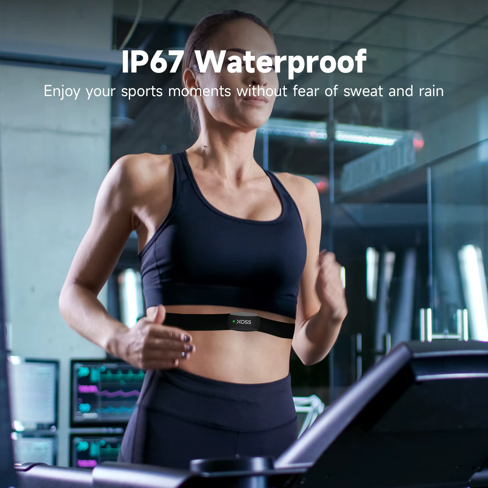 XOSS X2-Sangle de poitrine avec moniteur de fréquence cardiaque, capteur de fitness intelligent sans