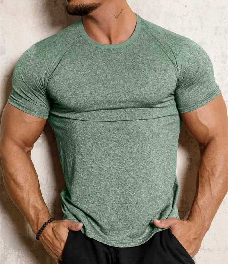 Nouveau T-shirt de sport serré séchage rapide fitness vêtements de sport à manches courtes hauts cou