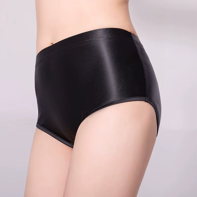 Short japonais en Satin brillant sans couture en Spandex, soyeux, lisse, Sexy, couleur unie, taille