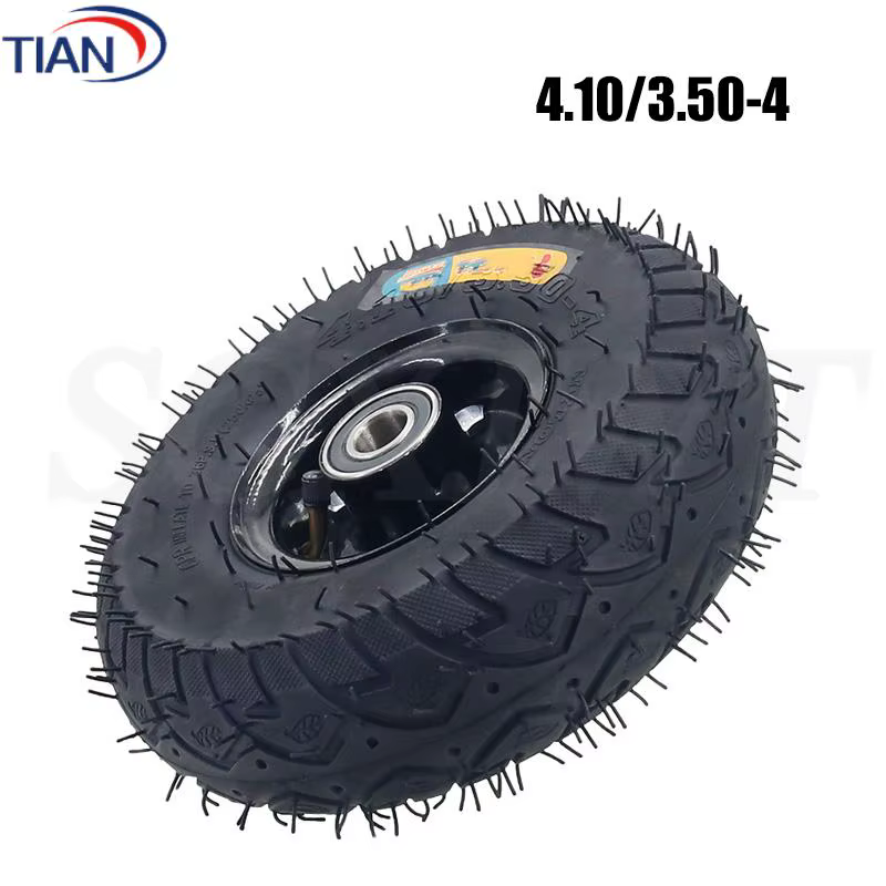 Roue gonflable de 10 pouces 350-4 pour chariot, roue pivotante silencieuse en caoutchouc pour chario