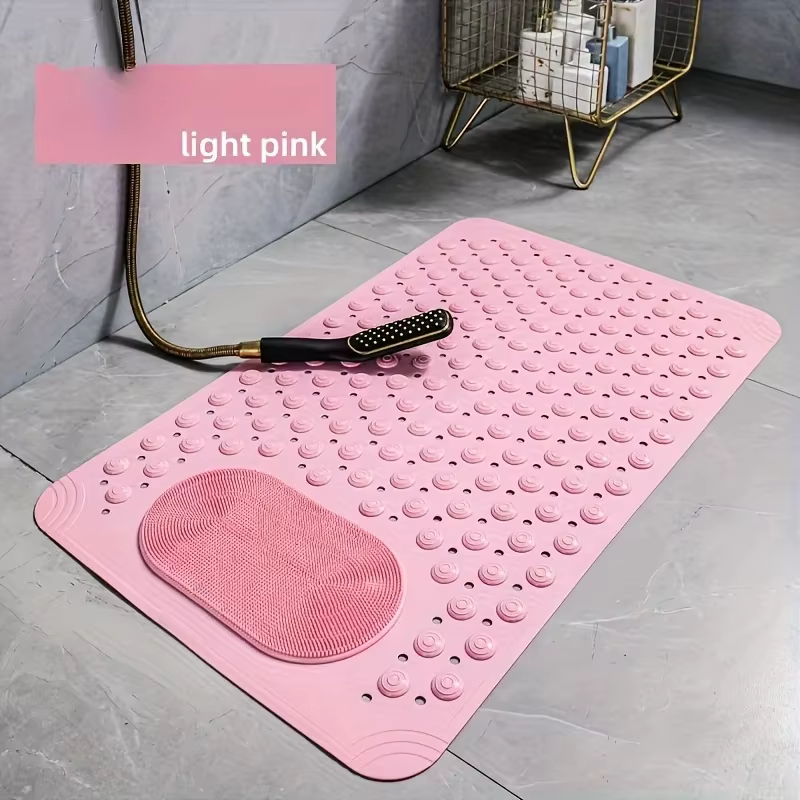 Tapis de bain antidérapant en PVC bleu clair - Tapis de sécurité rectangulaire pour douche et salle
