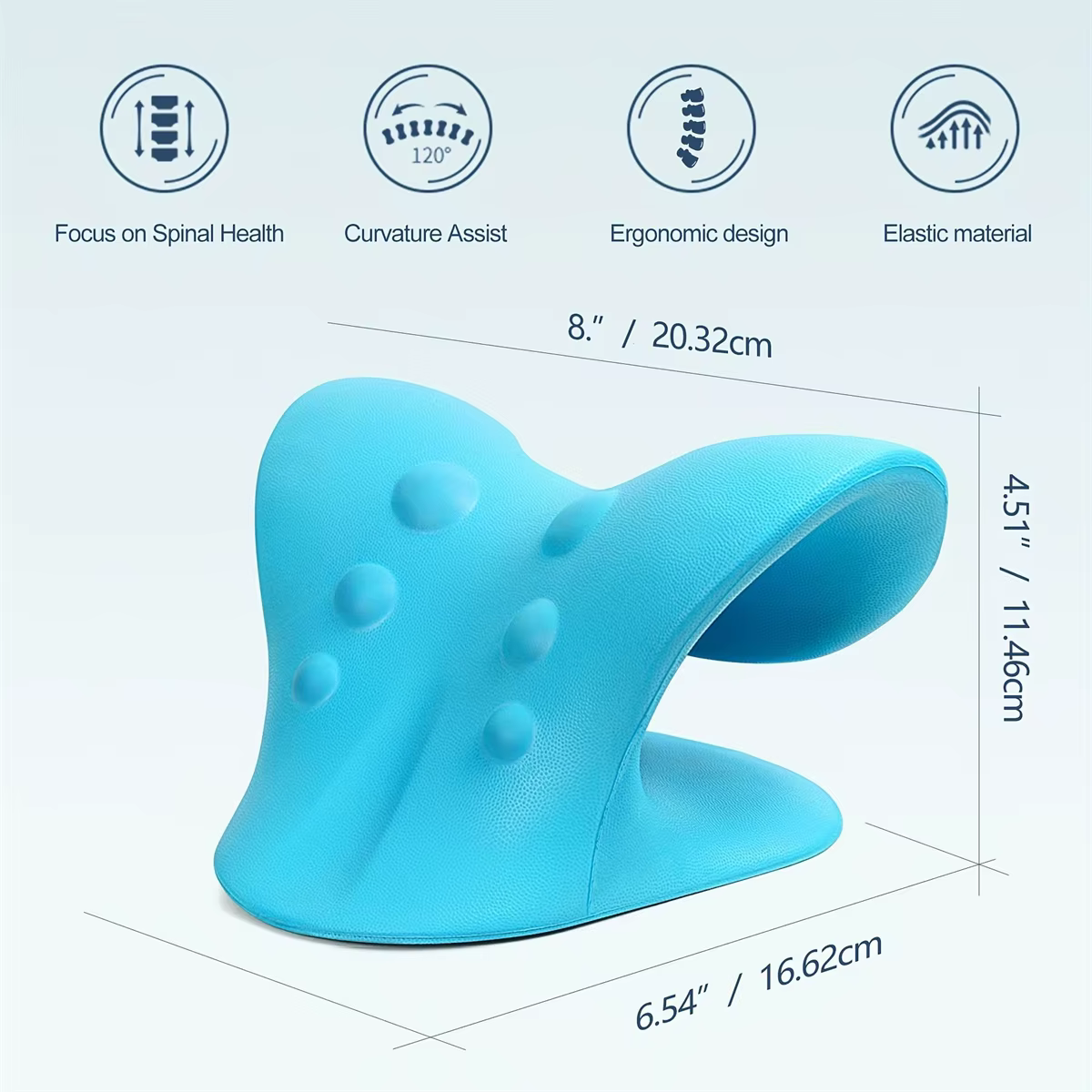Oreiller relaxant pour le cou et les épaules en forme de C, dispositif de traction cervicale pour le