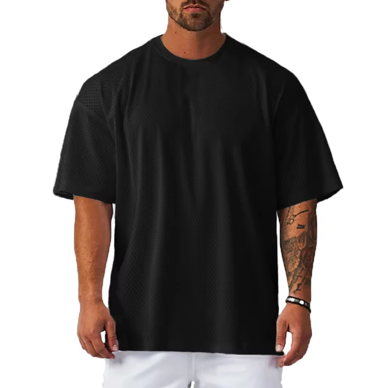 T-Shirts de Sport amples surdimensionnés à manches courtes, épaules tombantes, chemise de musculatio