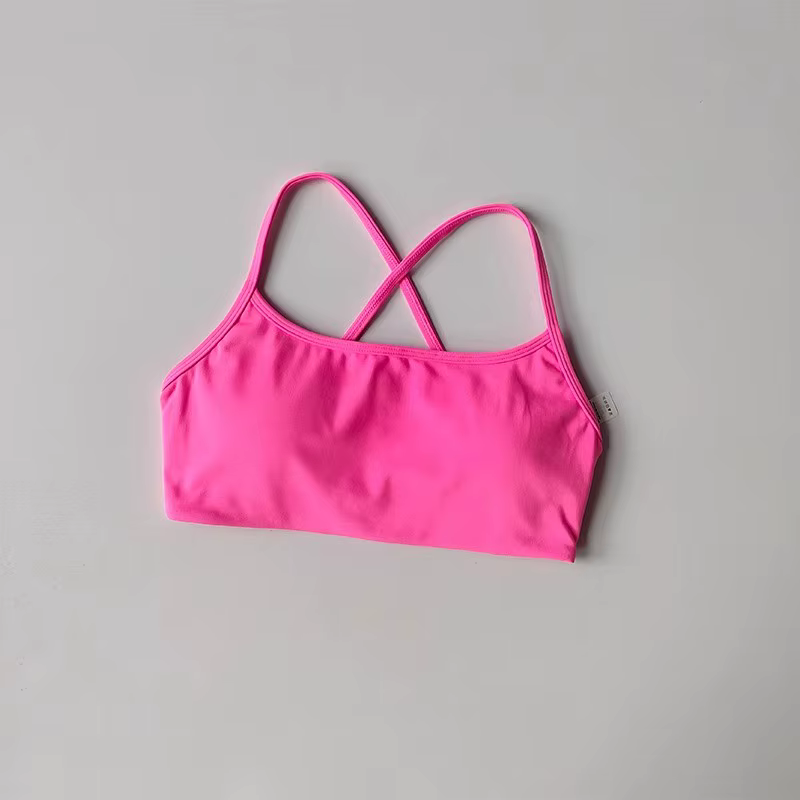 Soutien-gorge de Fitness de couleur unie pour femmes, dos croisé doux, haut de Sport avec coussinet