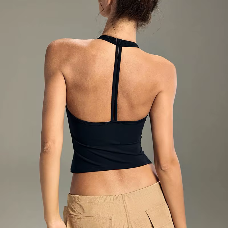Gilet de sport de Yoga pour femmes, col en v, Design suspendu au dos, course en plein air, entraînem