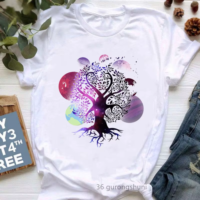 T-shirt imprimé bouddha chakra méditation pour femmes, vêtements de yoga, blanc, drôle, Harajuku