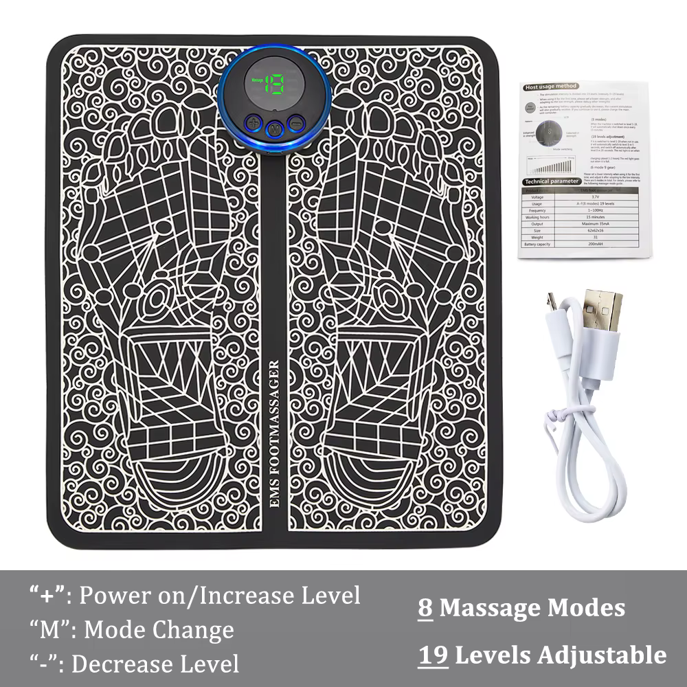 Tapis de Massage des pieds EMS électrique TENS, tapis de Massage pliable, Stimulation musculaire, Fi