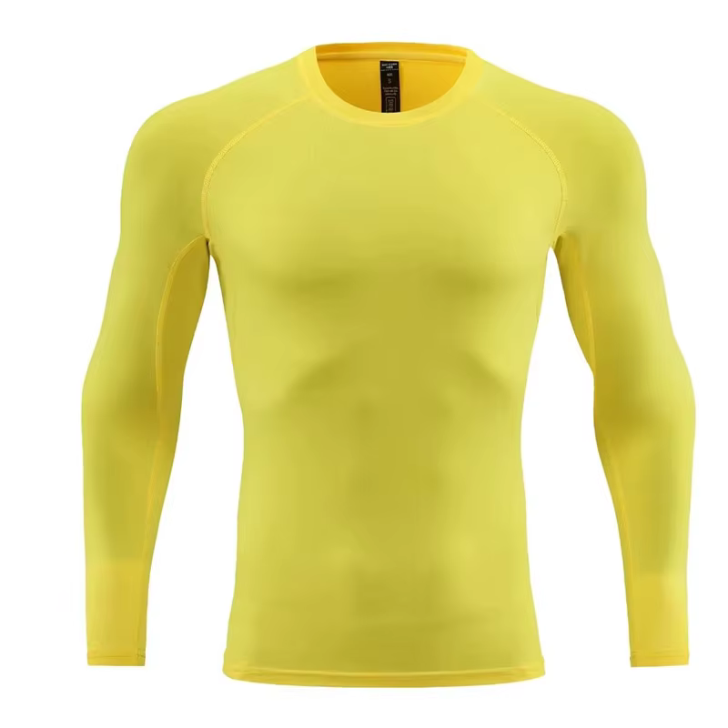 Hommes à manches longues mince hauts t-shirts vêtements de sport salle de sport Fitness Compression