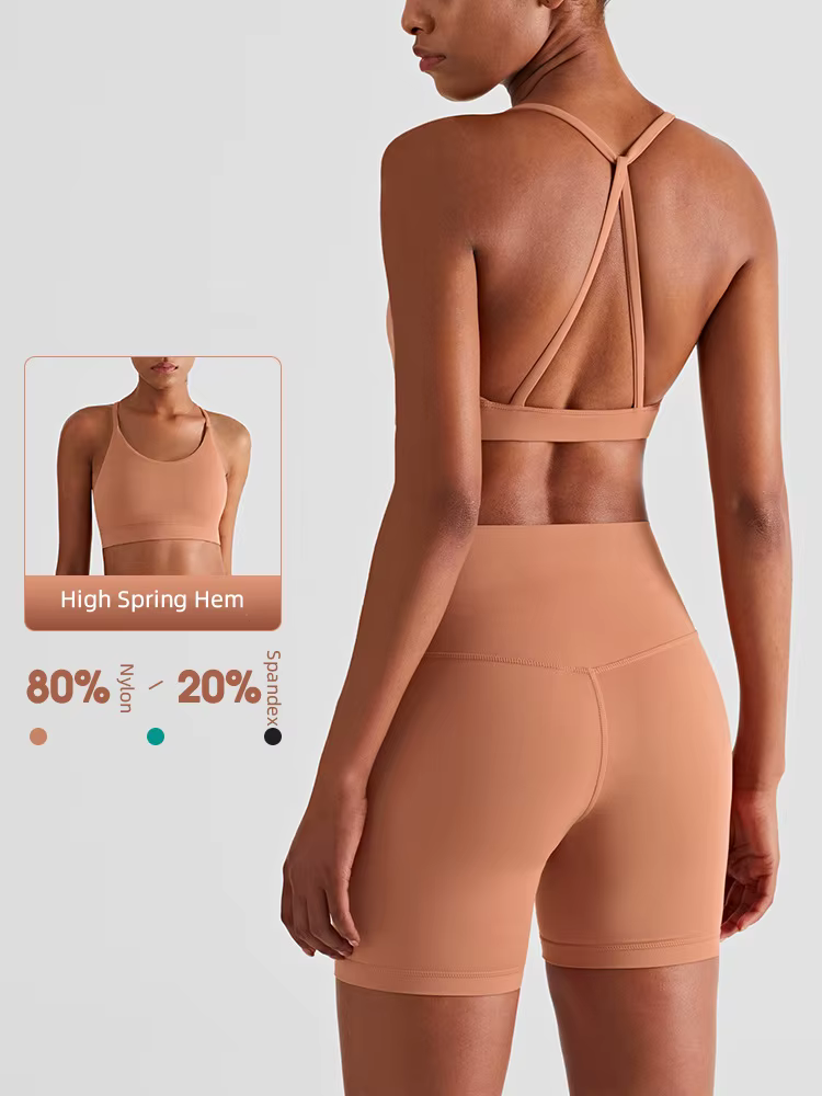 Ensemble short de Yoga pour femmes, gilet antichoc, short taille haute, respirant, ajusté, sport, Yo