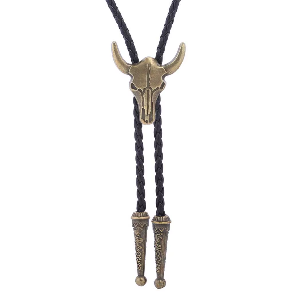 Cravates dorées pour hommes, accessoire de vêtement de Cowboy américain, cravate réglable tête de ta