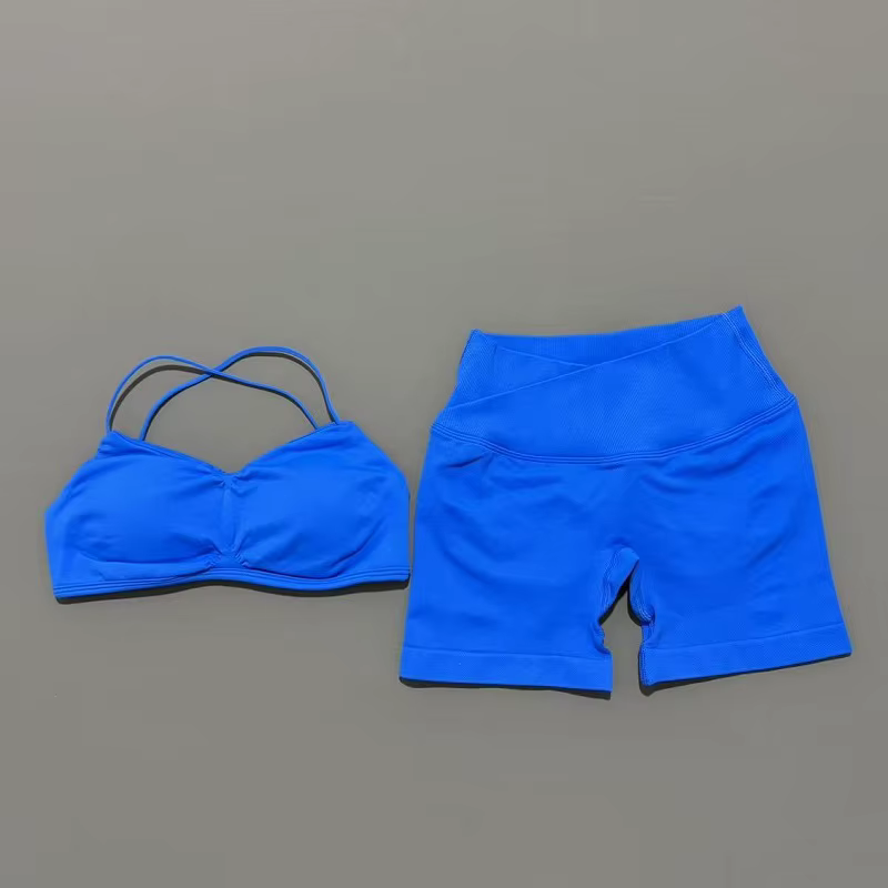 2 pièces Vision ensemble de gymnastique femmes Yoga haut court taille haute Scrunch sans couture Sho