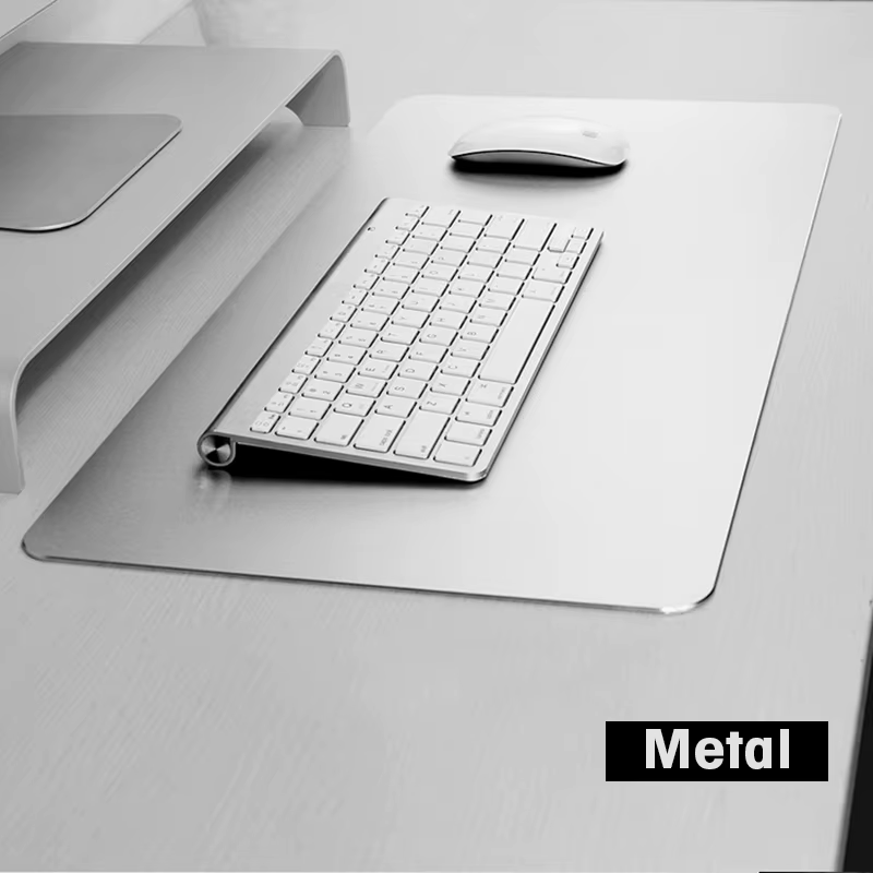 Tapis de souris en aluminium, fin, lisse et rigide, double face, imperméable, pour ordinateur de bureau et gamer