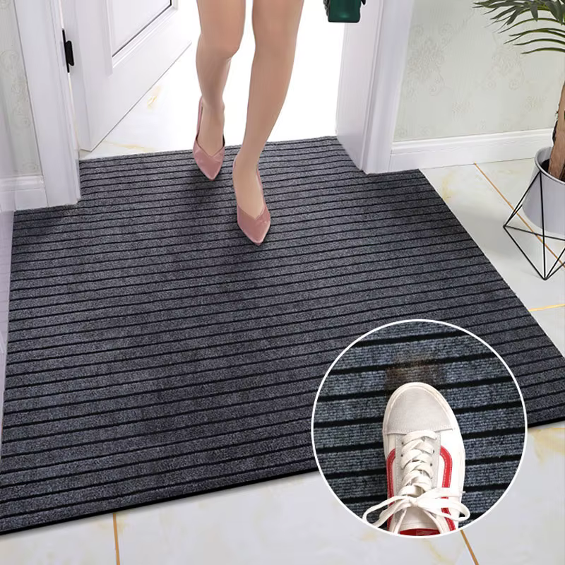 Grand Tapis Fin Antidérapant pour Portes d'Entrée de Centre Commercial, Polymères de Sol d'Extérieur et d'Nik, Salon, Cuisine Grise, Peuvent Être Découpés