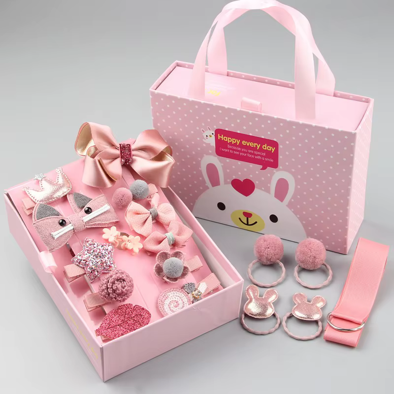Bandeau de sauna pour filles, accessoires pour cheveux de bébé, coiffure de princesse, barrettes pour enfants, coffret cadeau, 18 pièces