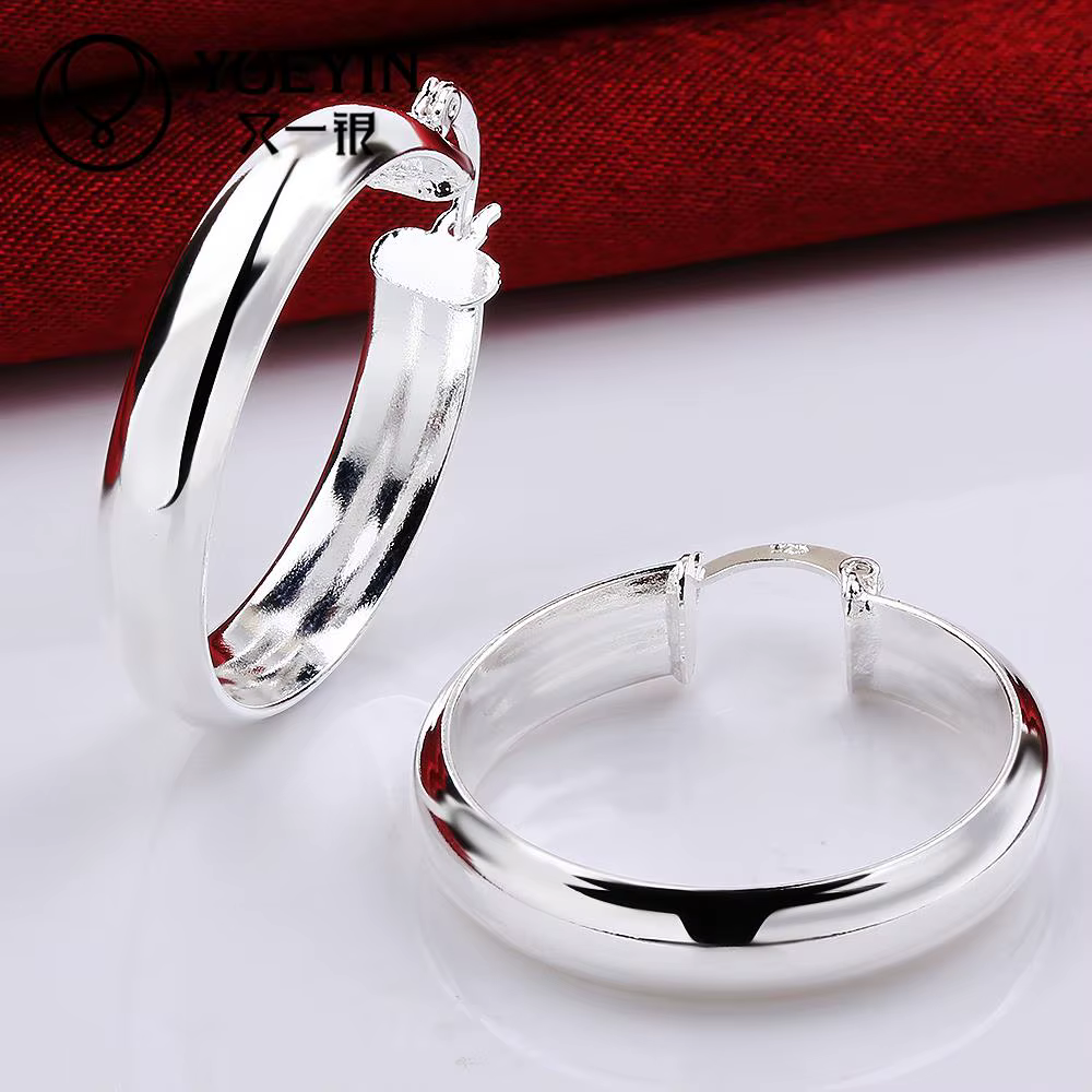 Accessoires bijoux en argent Sterling boucles d'oreilles femme mode Brincos crochet d'oreille ornements à la mode grand cerceau boucle d'oreille ronde