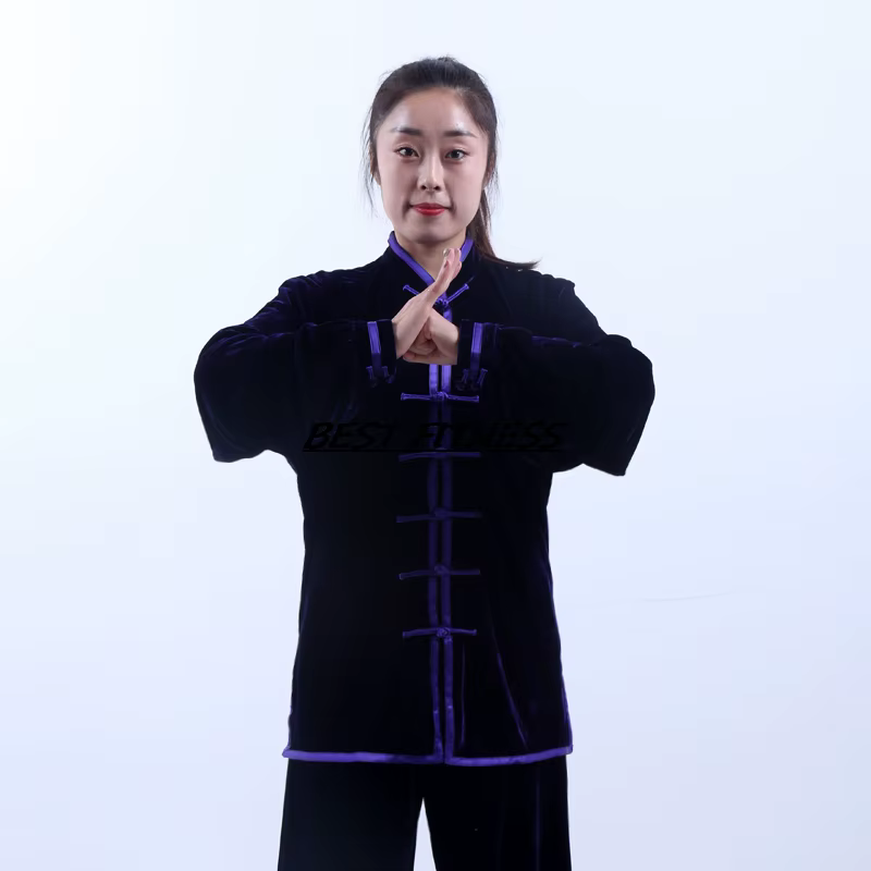 Tenues de Tai Chi en Velours Plissé pour Hommes et Femmes – Collection Automne-Hiver Épaisse – Vêtements d'Entraînement
