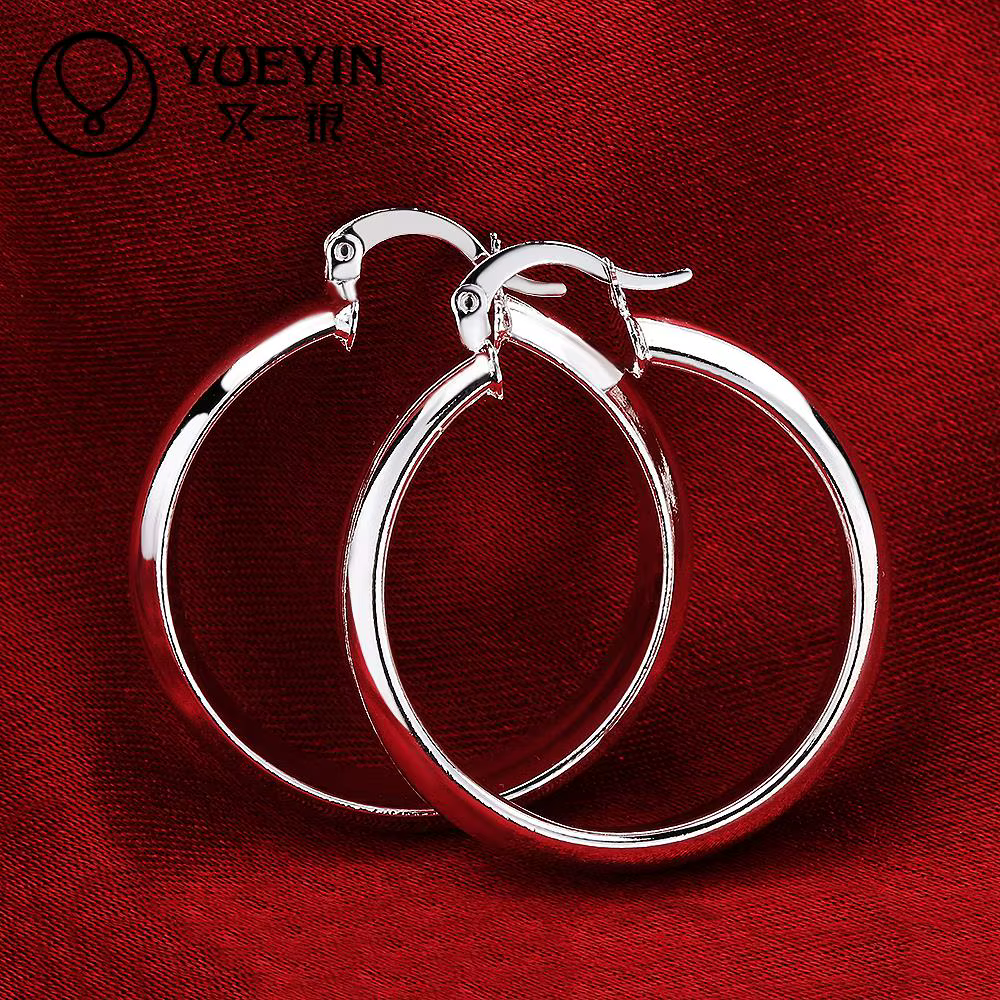 Accessoires bijoux en argent Sterling boucles d'oreilles femme mode Brincos crochet d'oreille ornements à la mode grand cerceau boucle d'oreille ronde