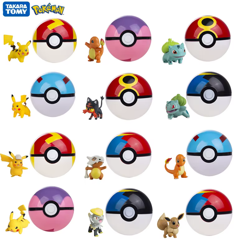 Pokemon Pokeball avec dessins animés film Anime Figure Pikachu Charmander Eevee écureuil Vulpix qualité animal de compagnie Action modèle jouets cadeaux
