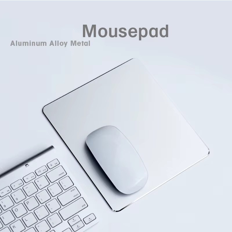 Tapis de souris en aluminium, fin, lisse et rigide, double face, imperméable, pour ordinateur de bureau et gamer