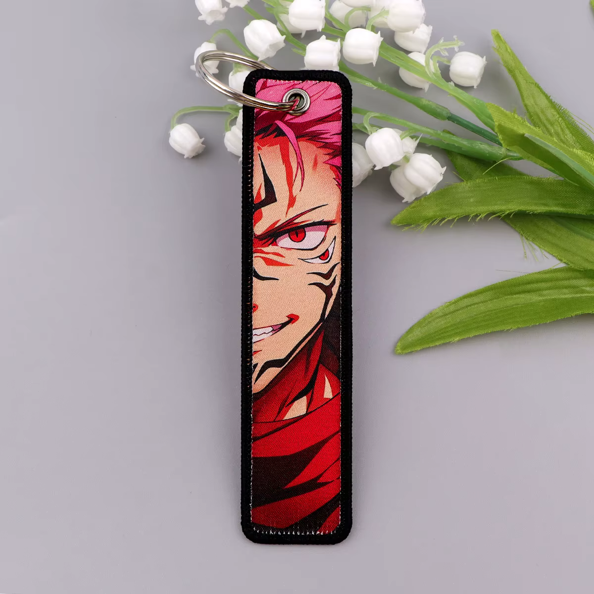 Porte-clés brodés Anime, étiquettes de clés Manga, porte-clés pour femmes et hommes, porte-clés de voiture, accessoires de cosplay, cadeau pour fans Chaveiro