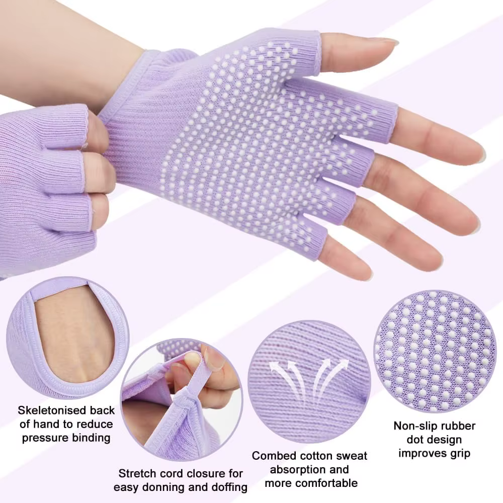 Gants de Yoga antidérapants demi-doigt pour femmes