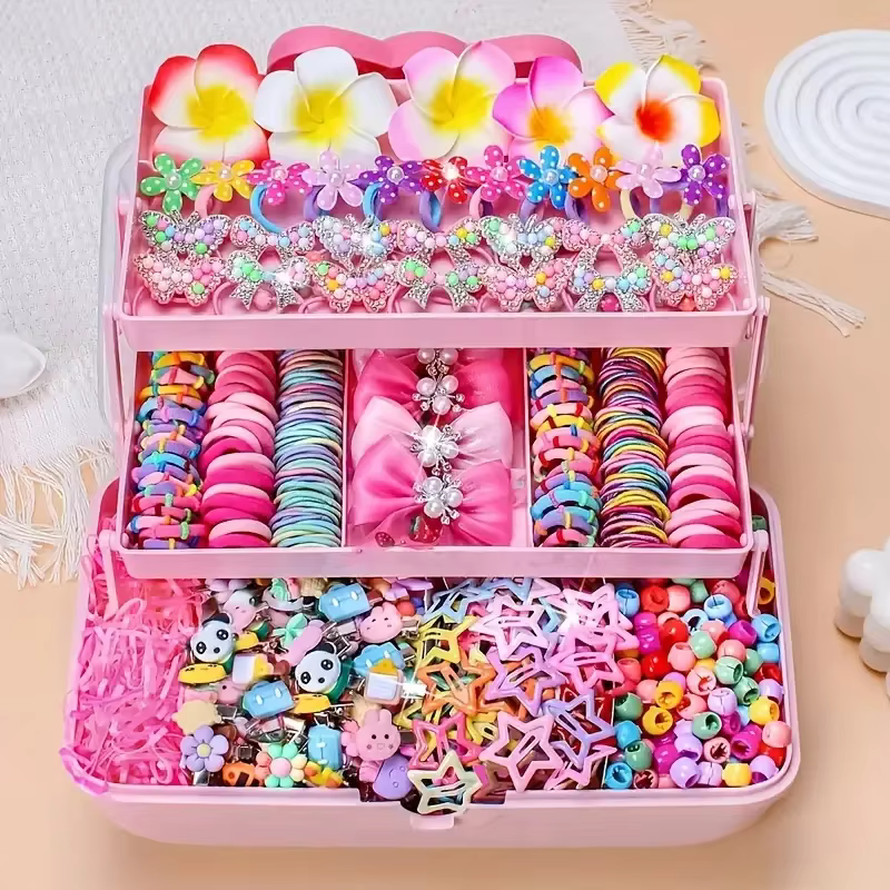 500/551 pièces d'un ensemble d'accessoires pour cheveux pour fille Saint Valentin sur le thème rose. Convient aux occasions festives.