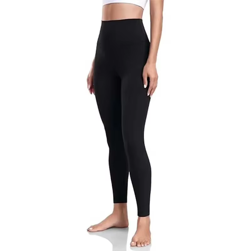 Leggings de yoga taille haute pour femme - Pantalon de sport moulant couleur unie pour le Pilates
