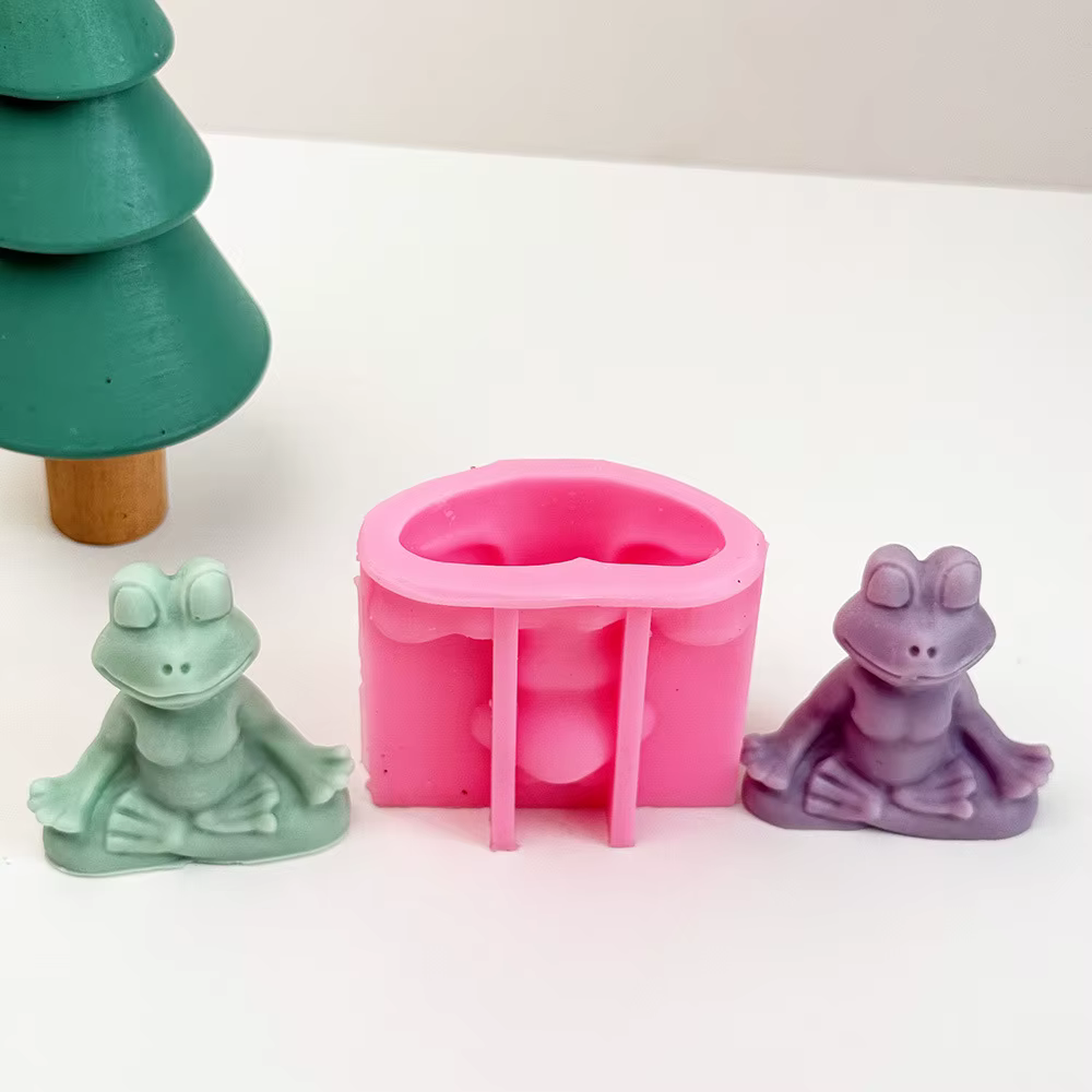 Méditation grenouille bougie Silicone moules bricolage à la main arôme Yoga ornement gypse plâtre moule artisanat Art