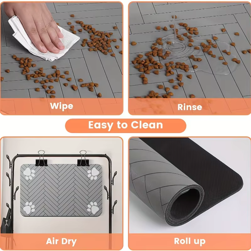Tapis de nourriture imperméable pour chien – Plateau d'alimentation antidérapant robuste avec tailles S/M pour les mangeoires en désordre, tapis de salle à manger absorbant durable
