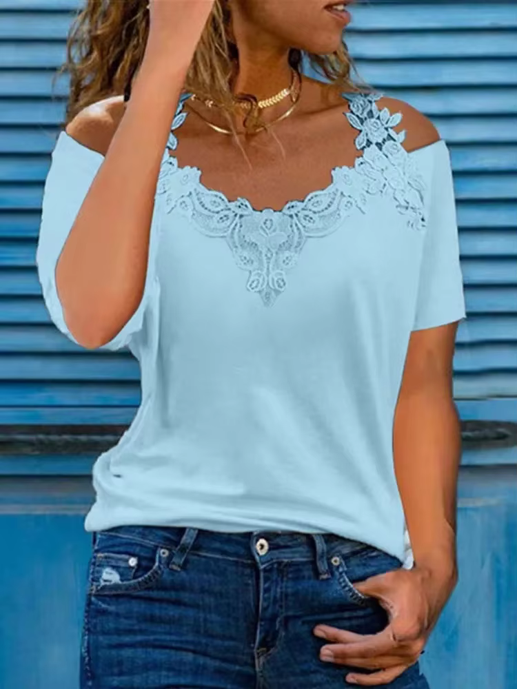 Vêtements en dentelle à manches courtes pour femmes