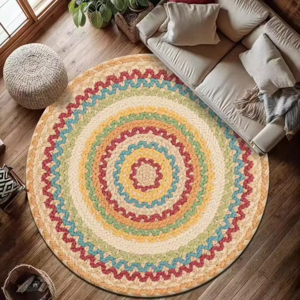 Tapis rond Mandala, style bohème ethnique