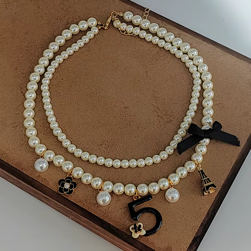 Ensemble de bijoux tendance pour femme, tour de cou, collier de perles, boucle d'oreille, accessoires de fête