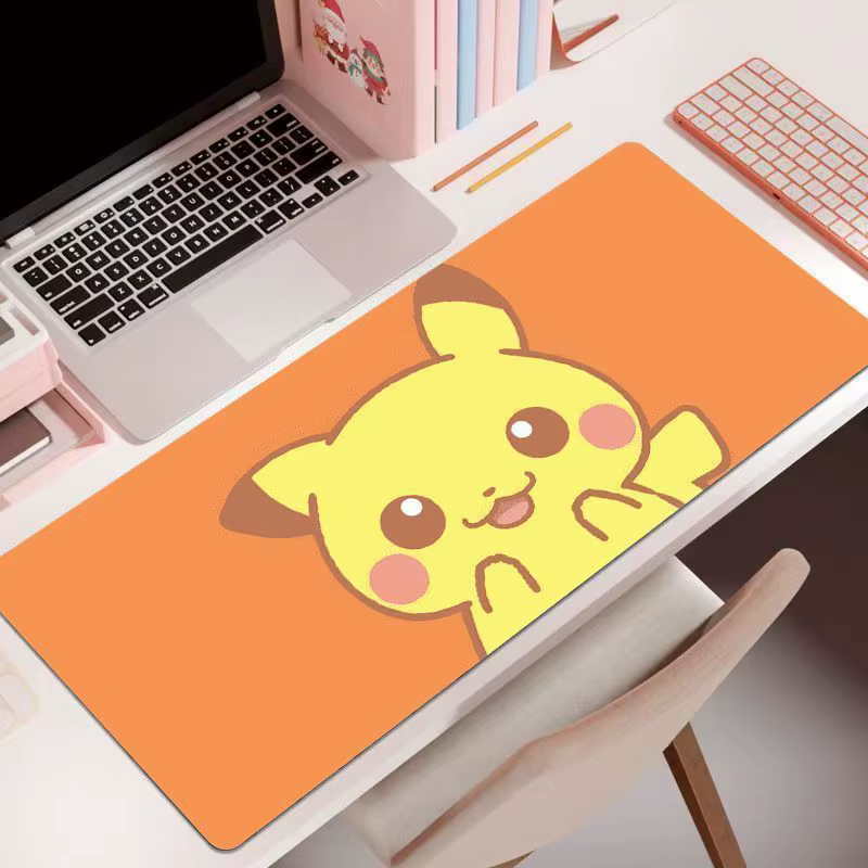 Tapis de souris dessin animé Pokémon 60x30cm, extra large, tapis de bureau avec bords cousus, tapis de clavier et de souris pour jeux, universel antidérapant