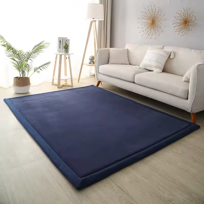 Tapis rectangulaire épais de couleur unie pour salon
