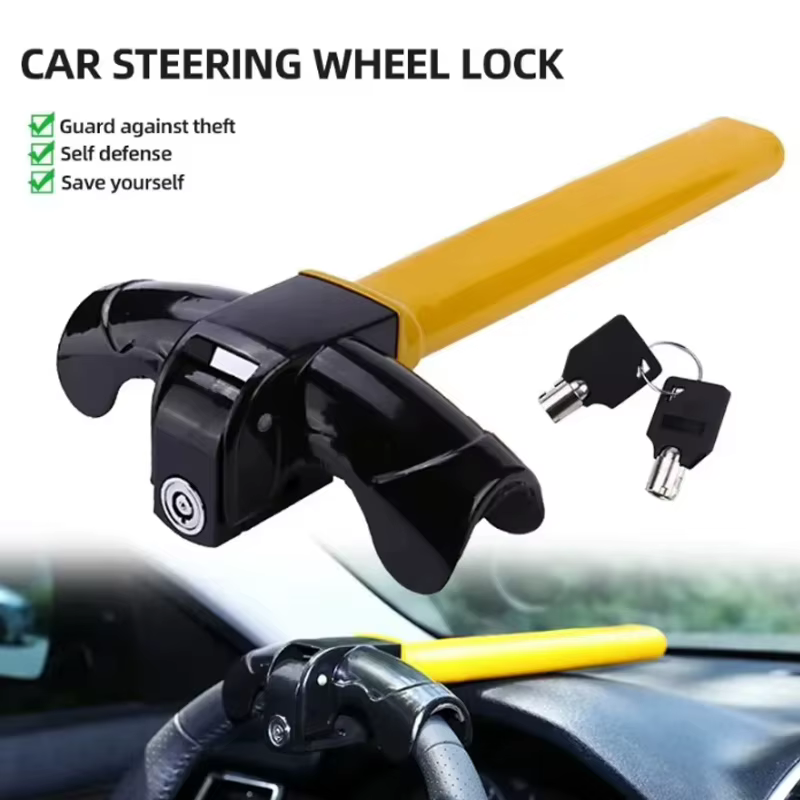 Verrou de volant de voiture universel avec 2 clés, sécurité de voiture, verrouillage rotatif en forme de T, antivol