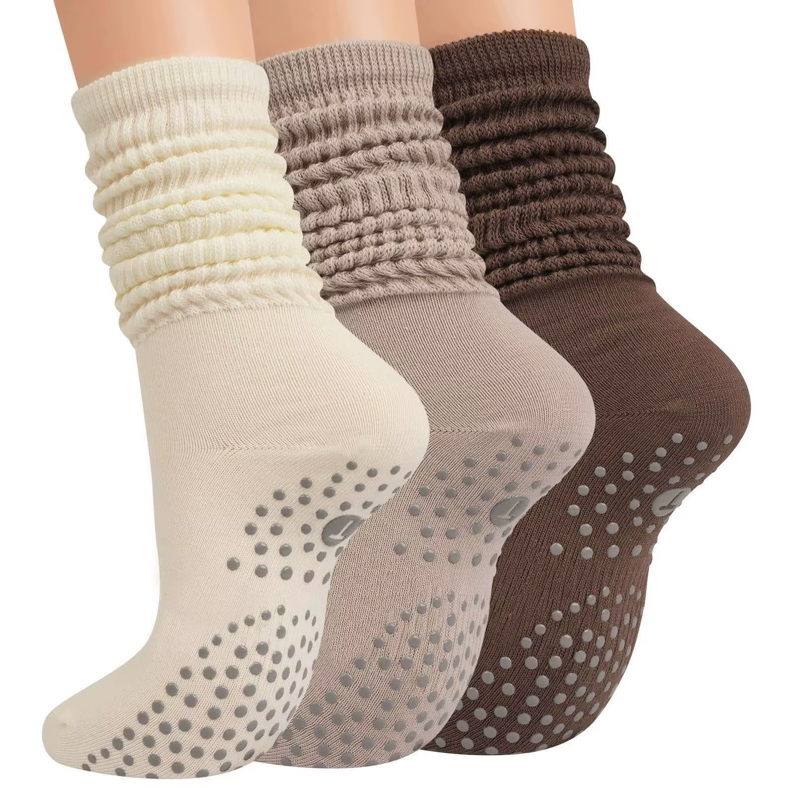 1 à 10 paires de chaussettes de yoga antidérapantes en silicone pour femme