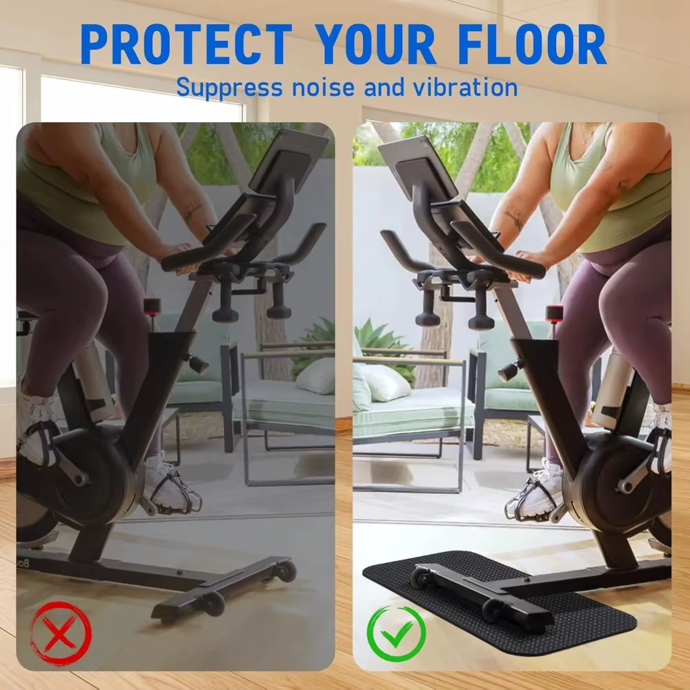 2 tapis de protection pliables double face antidérapants pour vélo d'appartement et équipement de fitness
