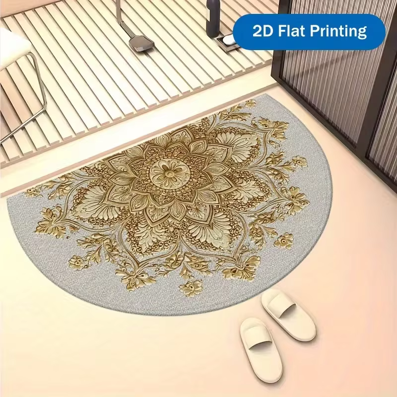 Tapis semi-circulaire haut de gamme européen, style vintage, tapis élégant pour salon, chambre, cuisine, entrée