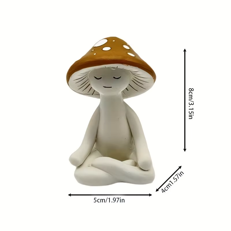 Figurines de yoga en résine en forme de champignons – Ensemble de statues de méditation mignonnes pour la décoration de