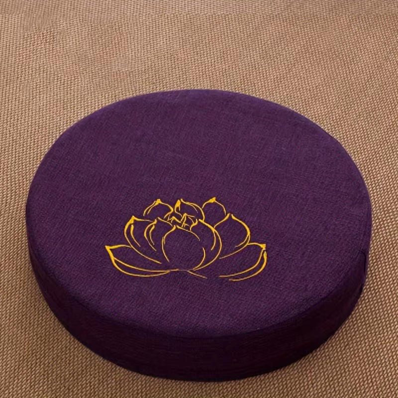 Coussin de méditation rond brodé à la main