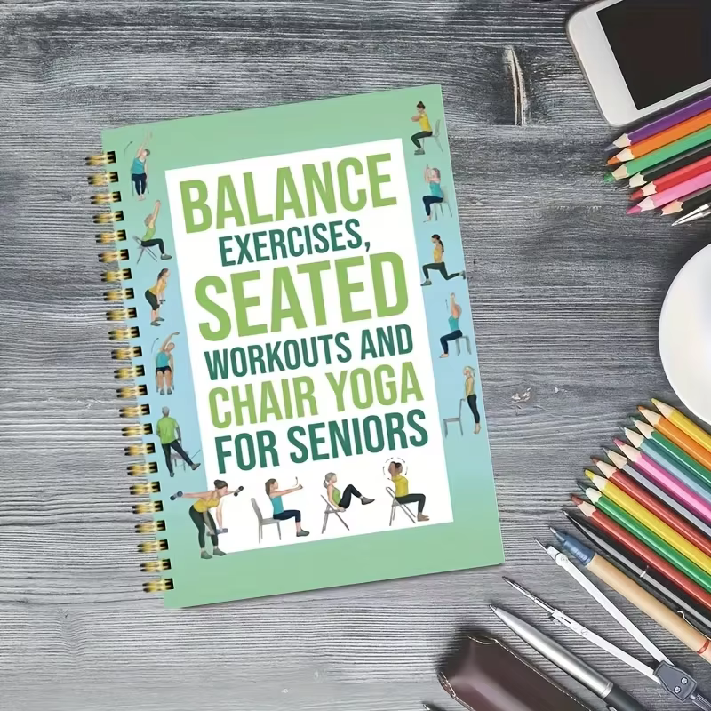 Livre d'exercices de yoga en position assise de 50 pages pour les seniors et les adultes - Guide des poses
