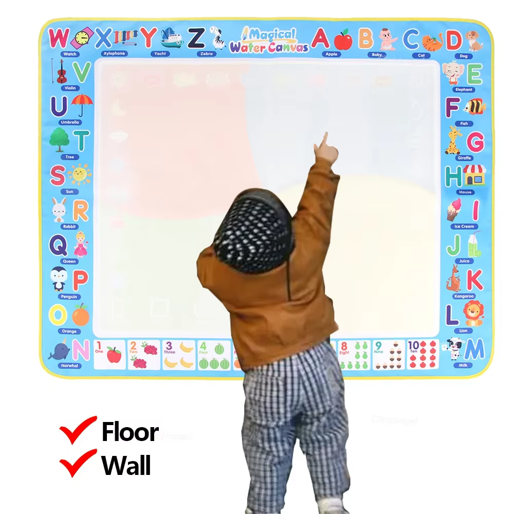 Tapis de dessin à l'eau magique 100x80CM, avec stylos magiques réutilisables, planche de peinture Doodle Montessori, jouets éducatifs, cadeaux pour enfants 39x31 pouces