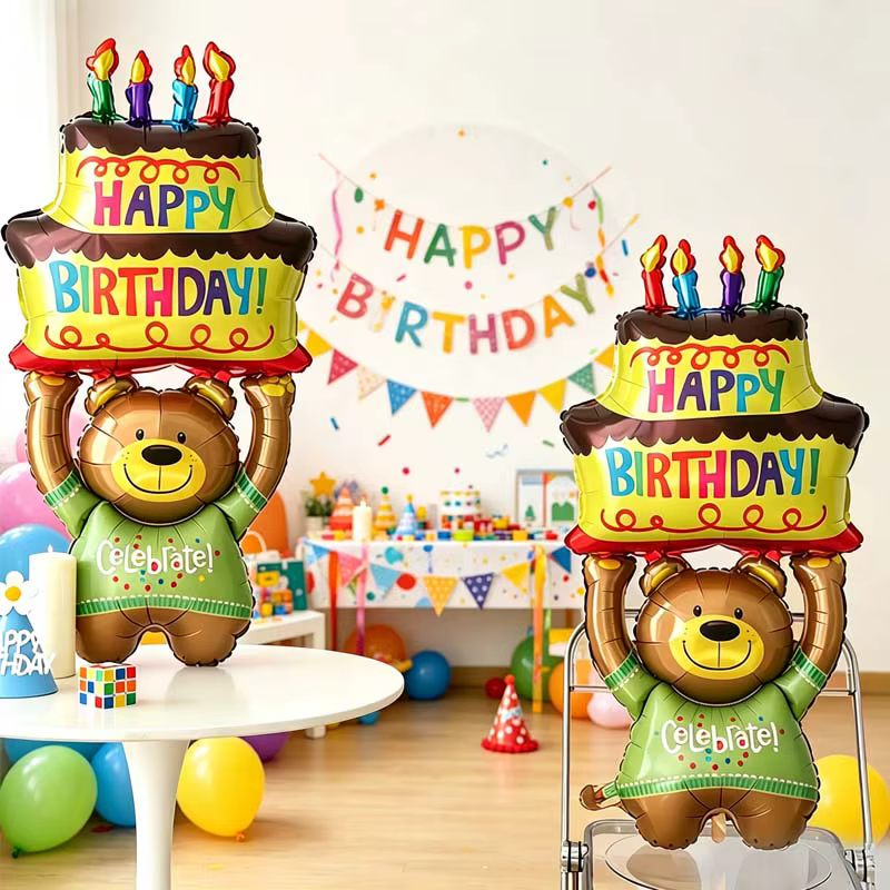 1 ballon ours d'anniversaire, ballon de fête, ballon d'anniversaire, décoration de fête, adapté aux fêtes d'anniversaire, aux anniversaires, aux carnavals et aux rassemblements festifs
