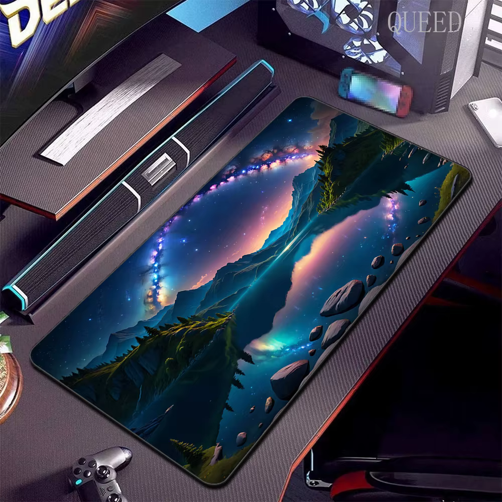 Tapis de souris paysage de montagne, 900x400, grand tapis de souris, tapis de clavier d'ordinateur, bureau PC, grande table, polymères